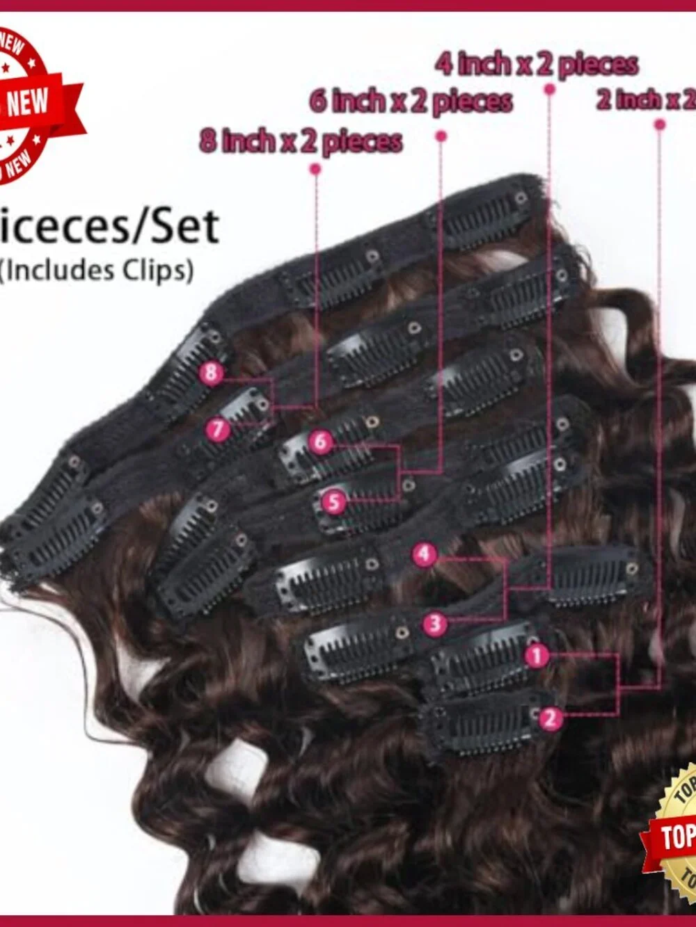 18 Inch Brazilian Human Hair Clip In Extensions 8Pcs 120g Double Weft
